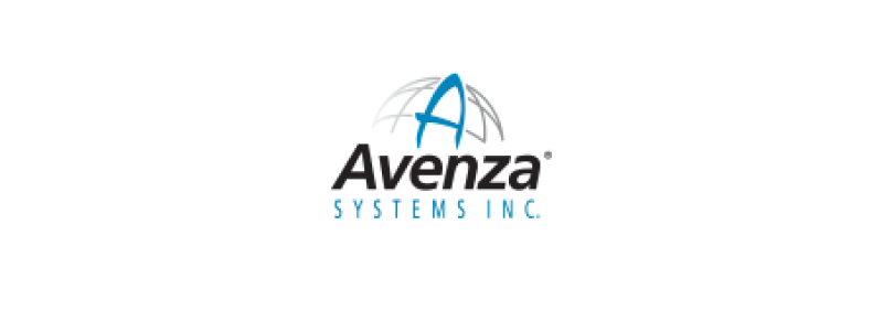 Logo: Avenza Systems Inc. There's a stylized line drawing of a globe with a letter A on it at the top.